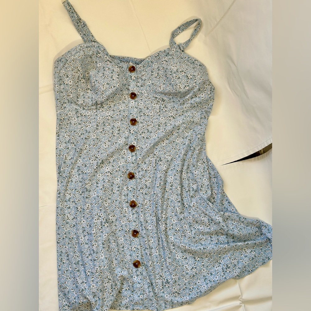 Very soft stretchy blue floral dress